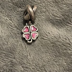 Pandora four leaf clover purple enamel dangle charm